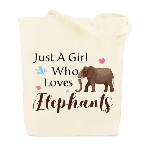 LSVGSAK Elephant Lovers Gifts for Women Girls Elephants Canvas Bag Birthday Christmas Animal Lover Elephant Themed Gifts for Bestie Friend Daughter Wife Sister Girlfriend Shopping Reusable Grocery Bag