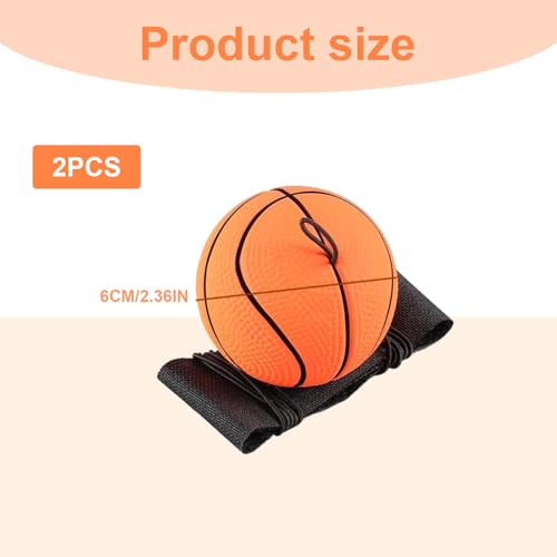 Odoukey 2 Stück Rebound-Bälle mit Handschlaufe, 60 mm, Gummi-Basketball-Handgelenkbälle an Einer Schnur, Rücksprung-Armband für Kinder und Erwachsene