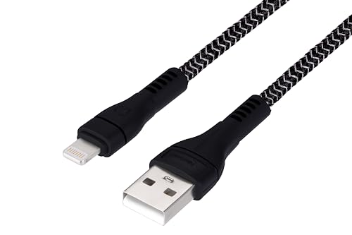 Image of Nextech Braided USB to Lightning 3.6A Fast Charging and Data Sync Cable | 480Mbps Transfer | Compatible for iPhone 14, 13, 12, 11, iPad Air, Pro, Mini | Durable Apple Charging Cable (Black, 1M)
