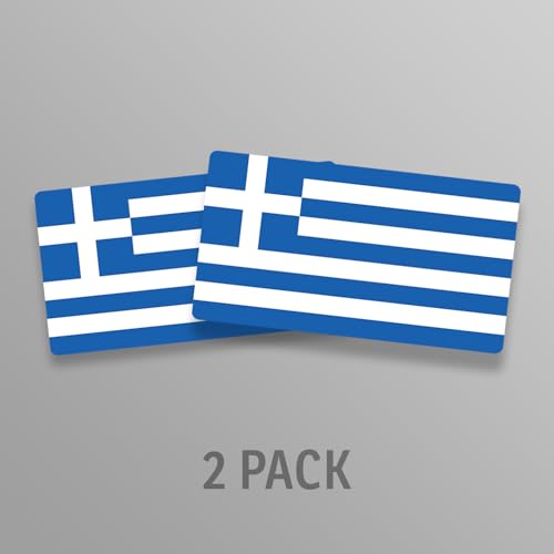 Image of World Country Flag Decal Stickers - Two Pack - for Cars Windows Bumpers Laptops Tablets Tumblers Cups Walls (Greece)