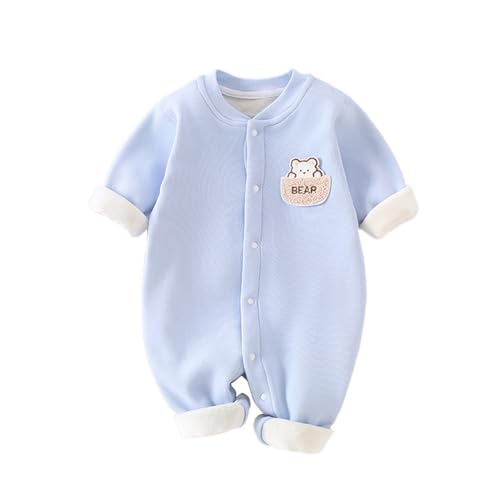 HALQAHA Infant Unisex Baby Bodysuit-One-Piece Button Romper Jumpsuit Outfit for Boys and Girls(Blue 0-3M)