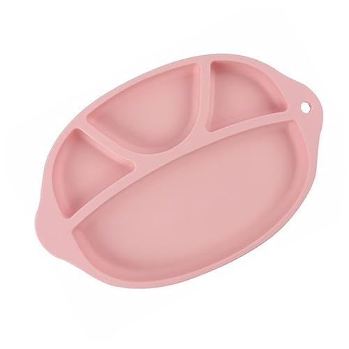 BESPORTBLE Food Grade Silicone Partition Tray Drop Separate Plate for Durable Dinner Tray with Dividers for Cutlery Pink