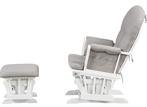 Angel Line Grayson Glider and Ottoman with Arm Rest ,White with Gray - Image 3