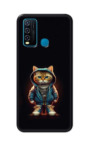 Image of PRINTFIDAA Printed Hard Back Cover Case for Vivo Y30 | Vivo Y50 Back Cover (Hipster Cat) -112