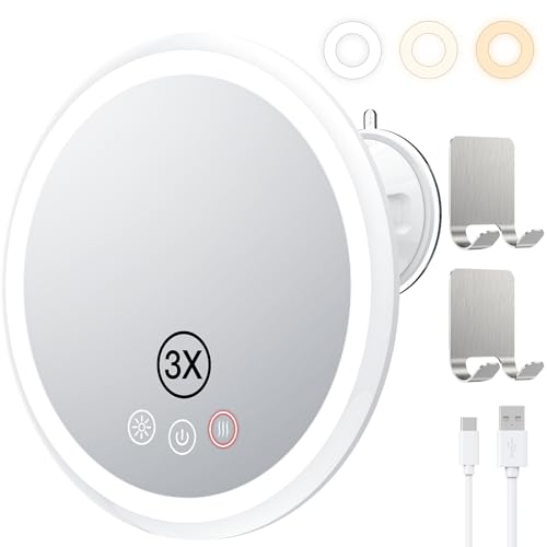 3X Magnifying Lighted Shower Mirror Fogless for Shaving, 5000mAh Recha