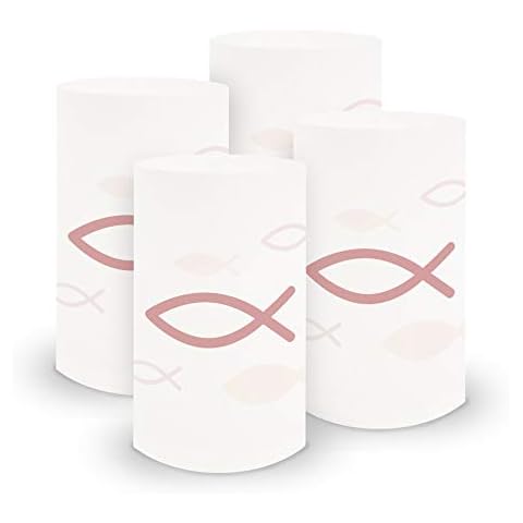 itenga 6X Windlicht Fisch aus Stabiler Folie ca. 6,0 x 10,0 cm für Jungen und Mädchen Kommunion Konfirmation Taufe Cover
