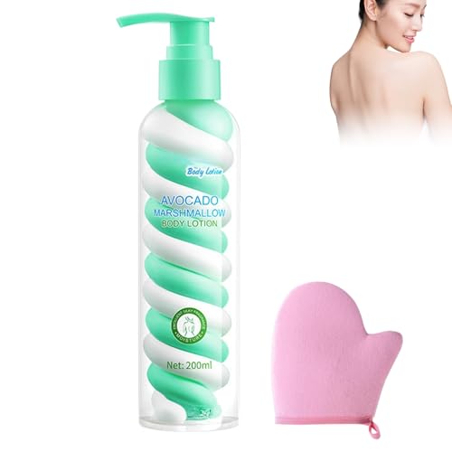 Loción Corporal Hidratante Algodón de Azúcar 200 ml, Leche Corporal Rosa, Textura Ligera Aporta a La Piel, Leche Corporal Orgánica Suave Sensual Humedad Permanente, Guantes de Loción Corporal Aguacate