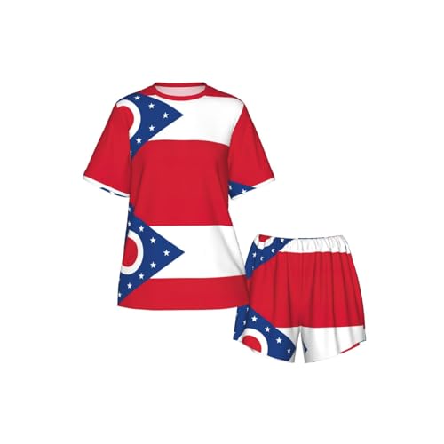 Pyjama Ohio pour femme à manches courtes et imprimé drapeau d'État