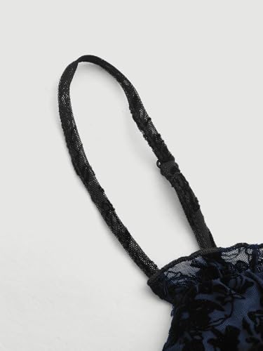 WDIRARA Women's Floral Print Mini Dress Y2K Vintage 90s Goth Mesh Short Cami Dresses3