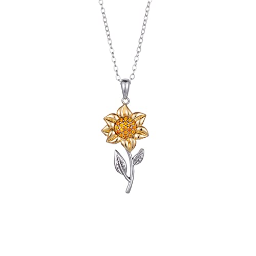 Collar De Girasol Plata - Colgante Charms para Mujer Y Niñas - Regalos con Bonita Caja De Regalo
