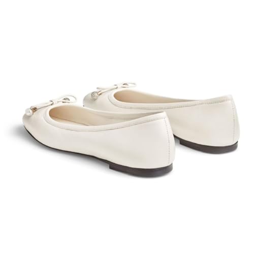 Pazzion Women Fashion Cute Closed Square Toe Ballet Flats Bows Slip On Ballerina Shoes for Dancing Driving Walking Size 4-16 US3