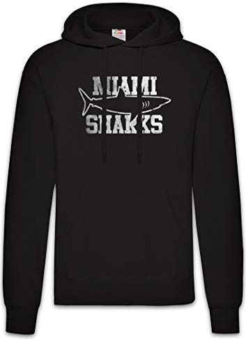 Qualità: 280 g / m² Urban Backwoods Miami Sharks Hoodie Felpe con Cappucio Sweatshirt Nero Taglia XL