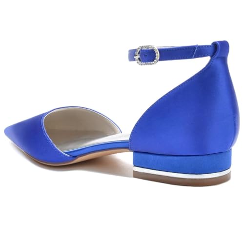 Women's Satin Bridal Flats Ankle Strap Wedding Shoes Pointed Toe Elegant Flats for Bride & Bridesmaid4