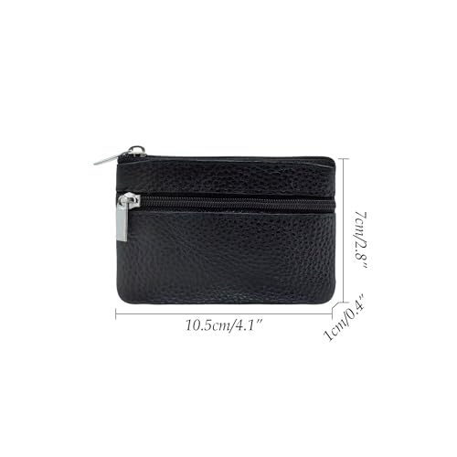 Women's Leather Portable Coin Purse, Pocket Wallet, Zipper Card Holder Wallet with Key Ring3