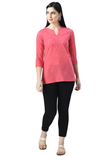 Image of QAZMI Women's Cotton Straight Embroidered Kurti