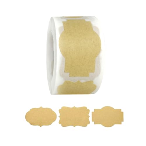 250 Stück Kraft Etiketten Aufkleber, Klebeetiketten zum Beschriften, 5x3cm Etiketten Selbstklebend Aufkleber, Kraftpapier Geschenkaufkleber für Kosmetika Handgemachte Bastelarbeiten Flaschen und Dosen