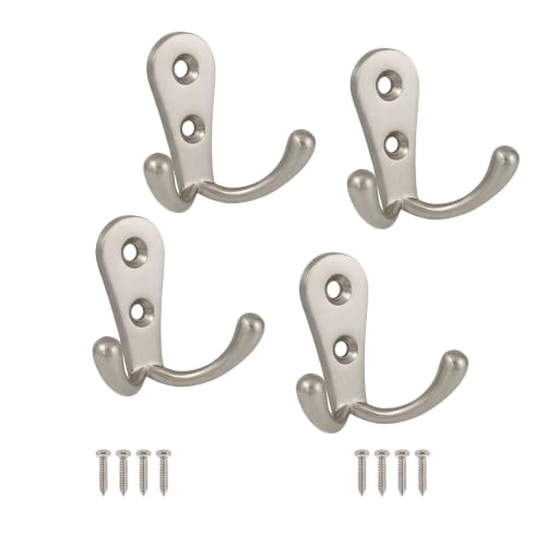 Volo 2 Pin Cloth Hanger Hook Set (Silver, Pack of 4)