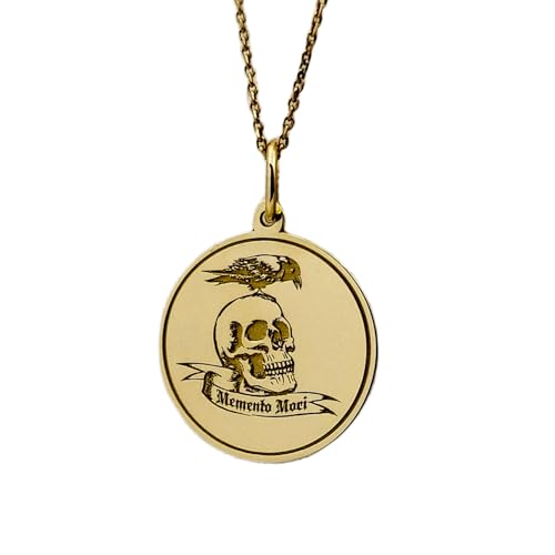 Collier Memento Mori LKBEADS pendentif pièce argent plaqué or