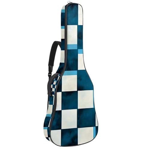 Sac guitare acoustique à damier bleu housse 104 cm rembourrée en tissu Oxford résistant