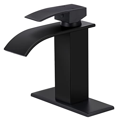 DJS Waterfall Bathroom Faucet, Single Handle Modern Bathroom Faucets for 1 or 3 Hole Bathroom Sink Faucet Mixer Tap Washbasin, Faucet with Deck, Pop-up Drain and Supply Hoses DJS Waterfall Bathroom Faucet, Single Handle Modern Bathroom Faucets for 1 or 3 Hole Bathroom Sink Faucet Mixer Tap Washbasin, Faucet with Deck, Pop-up Drain and Supply Hoses