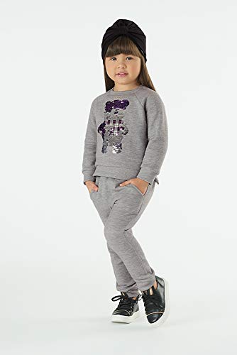 Conjunto Casaco e Calça Moletom Urso, Up Baby, Meninas, Cinza, M