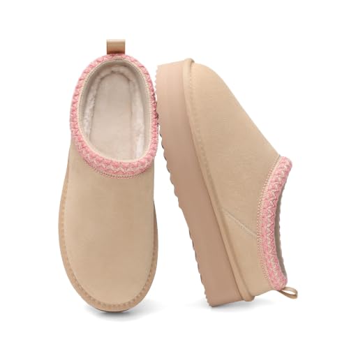Image of DREAM PAIRS Women's Platform Genuine Suede House Slippers