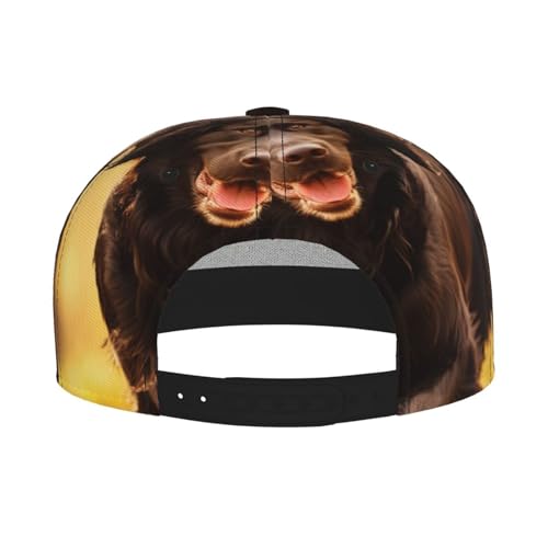 Trotting Flat Coated Retrievers Paw Print Baseball Cap Comfortable Hat Breathable Mesh Sports Golfing Outdoor Fashion Wear Black4