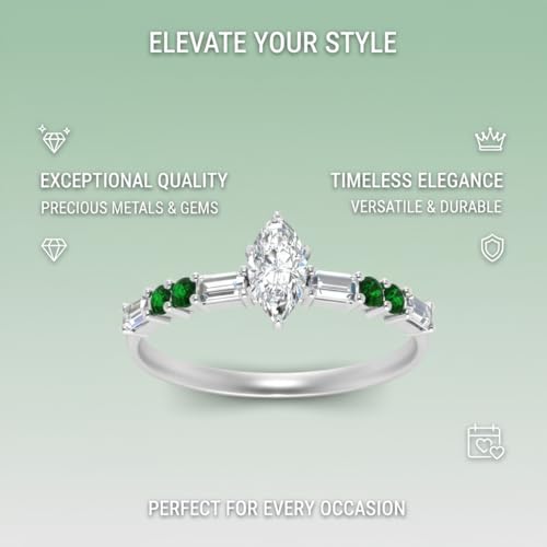 Image of 925 Sterling Silver Marquise Cut Simulated Diamond Vintage Classic Engagement Ring Wedding Band Matching Jewelry for Women, Promise Ring Set US Size 4-12