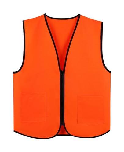 ATHX Blaze Orange Hunting Vest Unisex Lightweight Hunting Fishing High Visibility Zipper Front Safety Vest with Pockets (Orange Free Size)