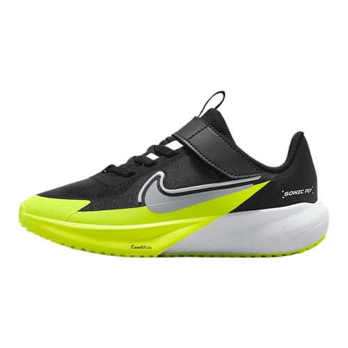 Nike Sonic Fly Little Kids' Running Shoes (FZ0016-002, Black/White/Volt/Wolf Grey) Size 1