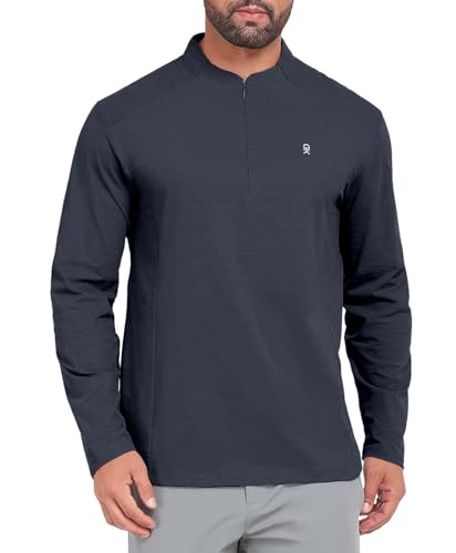 Little Donkey Andy Men's Golf Quarter Zip Pullover Mock Neck Lightweight Sun Protection Long Sleeve Fishing Shirt - Main Image