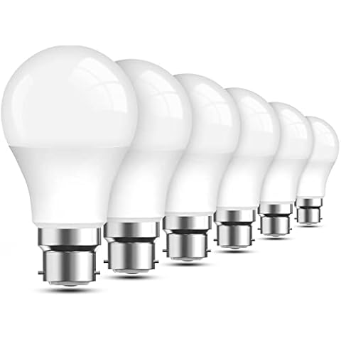 LEDYA Bayonet Light Bulbs 60W Equivalent, 9W 806LM B22 LED Bulb Daylight White 6000K, BC A60 GLS Energy Saving Lightbulbs, Non-dimmable, Pack of 6 Cover