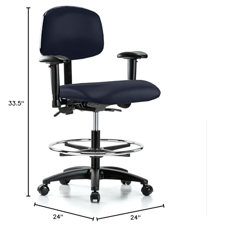 Image of Perch Multi-Task Office Chair with Adjustable Armrests and Foot Ring | Medium Bench Height 20-27 inch | Imperial Fabric