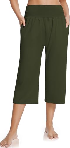 Image of UEU Women's Yoga Capri Pants Loose Soft Drawstring Workout Sweatpants