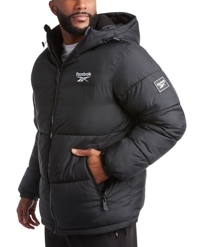 Reebok Mens Winter Jacket - Warm Heavyweight Mens Winter Coat - Wind Water Resistant Insulated Quilted Puffer Jackets for Men