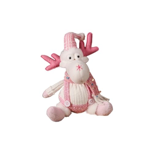 Bambola di Babbo Natale | Ornamento a figura rosa – Decorazione natalizia di Babbo Natale in peluche, per patio, giardino, libreria, comodino, davanzale, tavolo e mensole da cortile