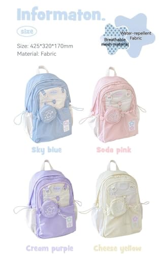 2025 New Rosy Posy Backpack, Cream Star Drawstring Backpack, Large Capacity, Durable Waterproof (Sky Blue)3