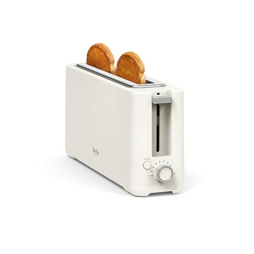 Martha Stewart 2 Slice Long Slot Toaster Extra Wide Linen Cream