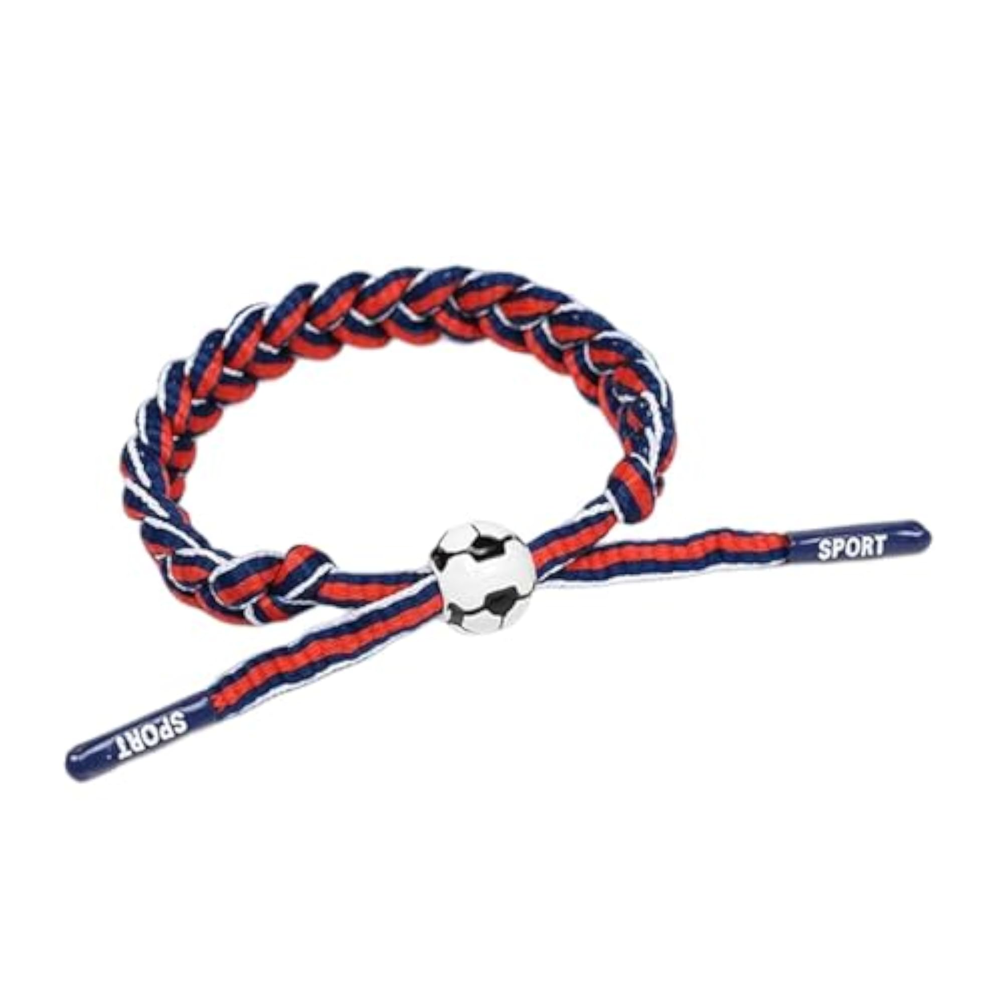 4pc Soccer Team Braided Rope Bracelet Set, Blue & Red