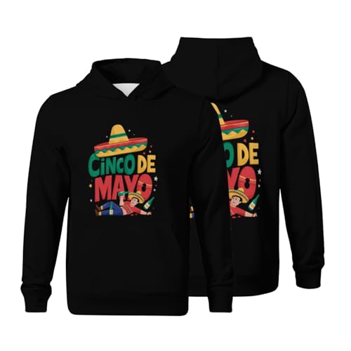 Kids Cinco de Mayo Mexican Funny Drunk Boys Girls Lightweight Kangaroo Pocket Fleece Hoodies