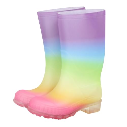 Bottes de pluie pour fille qui garde les pieds au sec avec look arc-en-ciel