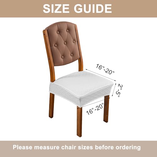 Image of Genina Waterproof Seat Covers for Dining Room Chair Covers,No Rear Covers | Set of 6,Simple Installation,Jacquard Removable Machine Washable Kitchen Chair Seat Slipcovers,Pet Hair And Stain Protection