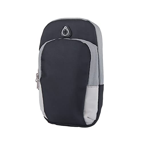 Borsa Sportiva, Tasca da Braccia, Doppia Strati di Tasca per Porta Cellulare, Chiavi, Portafoglio, per Smartphone fino 6,4 Pollici, Adatto per Fitness, Corsa, Jogging, Ciclism (Nero)