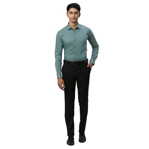 Image of Park Avenue Men's Solid Pattern Slim Fit Cotton Blend Full Sleeve Semi Cut Away Collar Formal Shirt