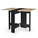 IDMarket - Table Console Pliable EDI 2-4 Personnes Bois Noir Plateau façon hêtre