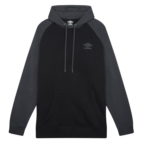 Umbro Core Raglan Hood Sweatshirt à Capuche, Noir/Gris Bois, L Homme
