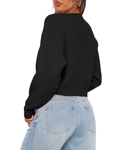 Image of Balimtoy Women's Cropped Cardigan Sweaters Long Sleeve Button Down Sweaters Knit Cardigan Cute Y2k Open Front Crop Top