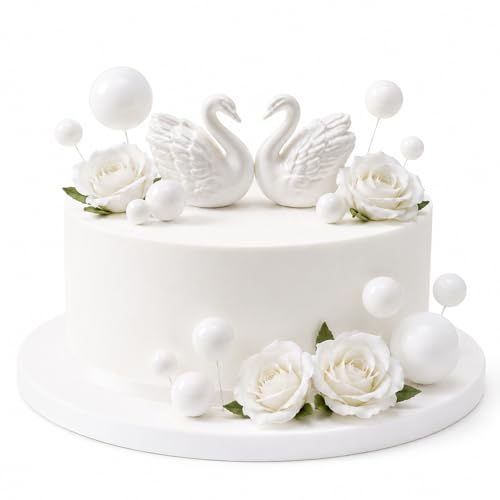 FCKLVMC 18 Pcs Swan Cake Topper Wedding Set