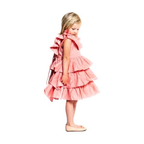 The Tiny Universe Creased Collar Dress - Layered Ruffle Frills Dress for Girls Pink Cover
