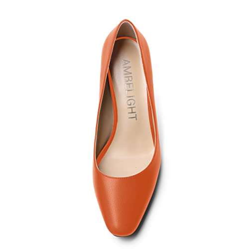 AMBELIGHT Womens Slip On Solid Evening Square Toe Matte Dress Stiletto High Heel Pumps Shoes 3.3 Inch3